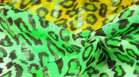 Texture, background, pattern, silk fabric, leopard print, green white