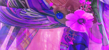 seamless. The blue and red colors of the fabric are inlaid with flora and fauna. Fashion is not...