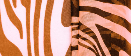 ilk fabric, brown and white abstract lines. The magical shape of an abstract brown and white pattern. Retro modern decor, textile art, design, texture, background, patternの写真素材