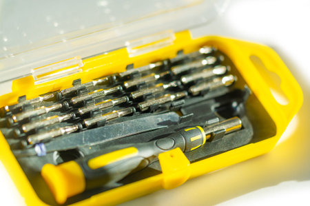 Compact and portable tool kit for quick repairs Includes a variety of wrenches and screwdrivers for a variety of applications Ideal for small repairs and do-it-yourselfersの写真素材
