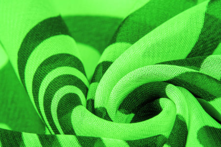 silk fabric, green and white abstract lines. The magical form of abstract white and green pattern. Retro modern decor, textile art, design, texture, background, patternの写真素材