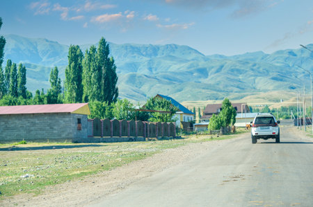 2021 05 07 Kazakhstan Almaty region Exploring a journey through winding mountain roads Feeling the beauty of nature and the serenity of the foothills. Finding peace and quiet on the road less traveledの写真素材