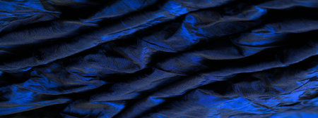 Blue fabric. Once you see this classic blue silk shantung, you'll want to get your hands on it. A luxurious and simple material with a variety of stripes, making it the perfect choice for your designの写真素材