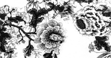 texture, cotton background, black and white colors. We present you this cotton brocade with a black and white floral pattern.の写真素材