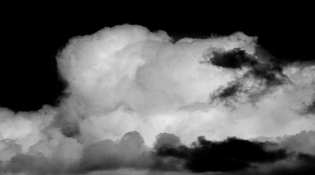 white clouds isolated on black background. Material for the designer