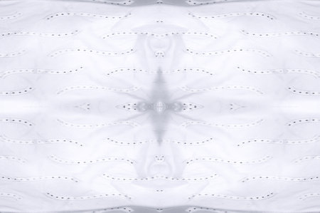 Seamless kaleidoscope. The fabric is silky white and gray. An ultra-modern print and a delicate, airy quality combine in this chiffon with an abstract silk print.の写真素材