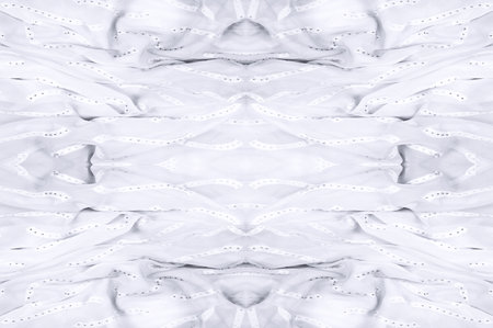 Seamless kaleidoscope. The fabric is silky white and gray. An ultra-modern print and a delicate, airy quality combine in this chiffon with an abstract silk print.の写真素材
