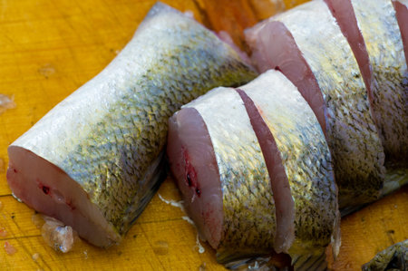 The fish is ready to eat. These are aquatic cold-blooded vertebrates that live both in the sea and...