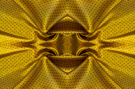 Seamless texture. Fabric with a metallic sheen in small polka dots. Golden color.