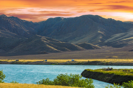 Explore the summer steppe and feel its beauty. Discover the powerful power of a mountain river. Travel through the diverse ecosystems along its shores. Embrace the adventureの写真素材