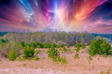 Feel the beauty of nature awakening in the forest. Enjoy the fresh aromas and sounds of spring. Immerse yourself in the peaceful tranquility of the forest on a gloomy day.の写真素材