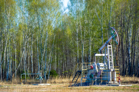 Use jacks to extract oil efficiently. Begin logging in early spring. Maximize production through strategic planning and technology implementation.の写真素材