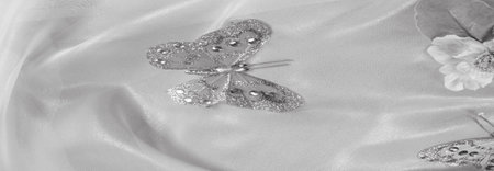 seamless. the black and white colors of the fabric are inlaid with flora and fauna.の写真素材