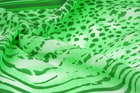 silk fabric with green-white stripes, zebra skin. For the designer, the sketch of the layout, the entourage of the decorator. Background texture collectionの写真素材