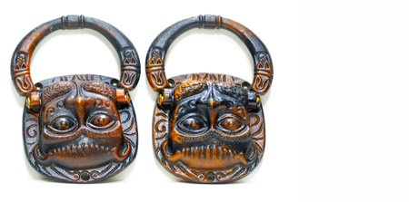 Door handles with unique lion design Made from high quality brass casting for durability Large enough to be easily picked up and used on doors of any sizeの写真素材