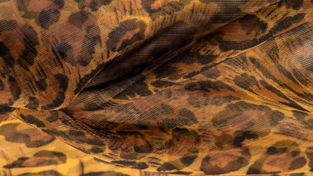 silk fabric, leopard skin, brown-yellow black tones, texture background, patternの写真素材