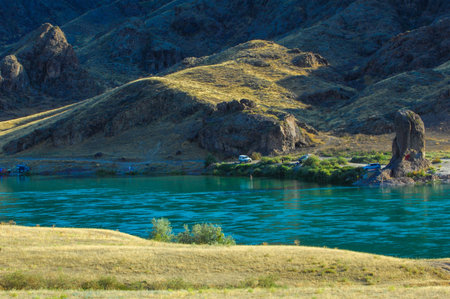 Experience the power of nature as you travel along the river. Discover hidden treasures along the shores. Embark on an unforgettable adventure filled with excitement and beauty.の写真素材