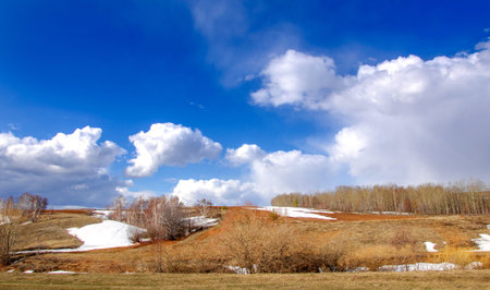 Spring is the last snow. Landscape photography. Spring lets winter have its last laugh as snow is forecast in some parts of the world.の写真素材