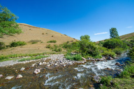 Feel the majestic beauty of the mountain river. Listen to the stories whispered by the flowing water. Embark on an adventure filled with ancient magic and wonder.の写真素材