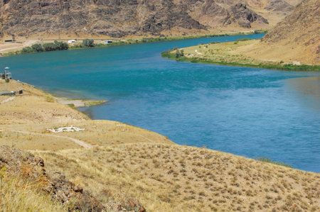 Enjoy refreshing summer water from the river in the steppe. Enjoy the soothing sound of water...