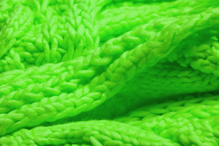 Green knitted wool scarf. Large chunky knit. Gorgeous Winter Handmade Wool Wool Scarf - Deep Emerald Collar - Warm Soft Green Neckの写真素材