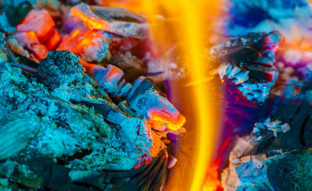 Experience the warmth and atmosphere of a beautiful fire at home Create a cozy atmosphere with burning logs Enjoy the crackling sound and mesmerizing flamesの写真素材