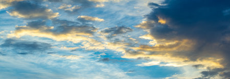 sky, Clouds float into my life, not to bring rain or cause a storm, but to add color to my sunset sky. The sun always shines above the cloudsの写真素材