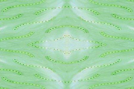 Seamless kaleidoscope. Fabric silk green-blue shades. Vibrant colors and scalloped shapes create a...