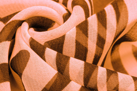 ilk fabric, brown and white abstract lines. The magical shape of an abstract brown and white...