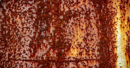 Rust on metal. Texture, background, pattern. When iron comes into contact with water and oxygen, it...
