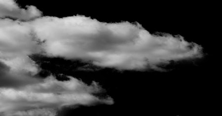white clouds isolated on black background. Material for the designerの写真素材