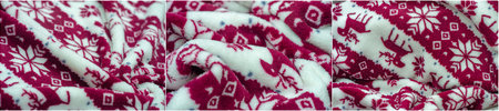 Winter themed print with snow deer and snowflakes in red and white. Velvet fabric with a soft,...