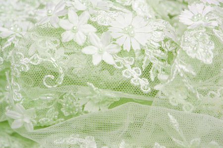 Lace background in light green color Textured design with an abstract pattern of old lace and sapphire lines Suitable for use in postcards.posters.textures.or wallpapersの写真素材
