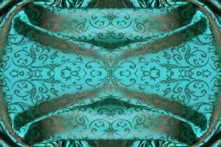 Seamless texture. Silk fabric. Blue-green-red shades.