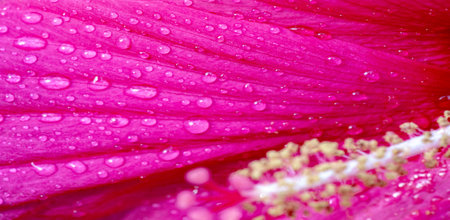 Hibiscus rosa-sinensis, Its flowers were in bloom, brilliant and full of fertile golden centers