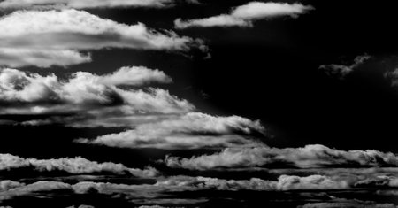 white clouds isolated on black background. Material for the designerの写真素材