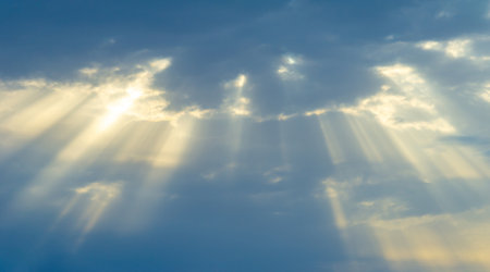 sky, Clouds float into my life, not to bring rain or cause a storm, but to add color to my sunset sky. The sun always shines above the cloudsの写真素材