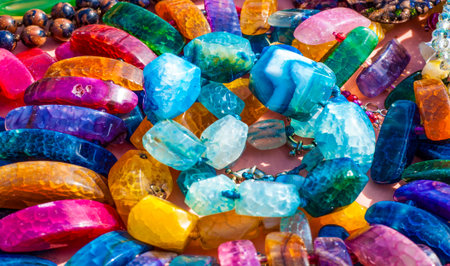 semiprecious stones. Beads pendants decoration. Semi-precious stones are hard gemstones created...