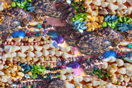 Seamless texture of semi-precious stones. saying Beads pendants jewelry. Semi-precious stones are hard gemstones created organically. including lava or ocean hotspots, mines and shells.の写真素材