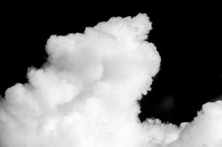 White cloud on a black background. Minimalist design with high contrast Clean and elegant appearance...
