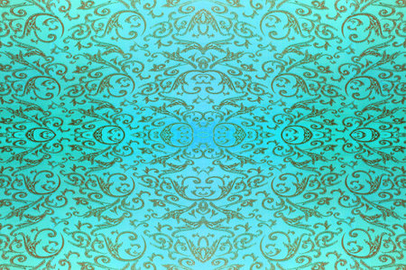 Seamless texture. Silk fabric. Blue-green-red shades. If you're looking for sophisticated beauty, look no further than this lace fringe!の写真素材