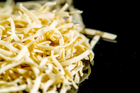 Authentic Italian pasta prepared using traditional methods. Spaghetti, ideal for a delicious lunch or dinner. Maccheroncini Di Campofilone pasta, known for its delicate texture and taste.の写真素材