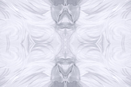 Seamless kaleidoscope. The fabric is silky white and gray. An ultra-modern print and a delicate,...