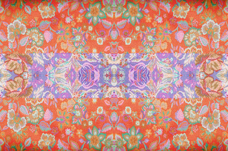 seamless. Brocade. The "ancient heart" of the Milky Way galaxy lies hidden in this luxurious ruby, lilac and periwinkle metallic brocade with stardust cross-hatching.の写真素材