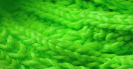 Green knitted wool scarf. Large chunky knit. Gorgeous Winter Handmade Wool Wool Scarf - Deep Emerald Collar - Warm Soft Green Neckの写真素材