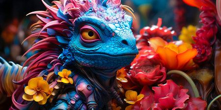 Enjoy colorful carnival rides and attractions. Experience the joy and laughter of chameleon themed entertainment. Immerse yourself in the exciting world of art at the carnival.の素材