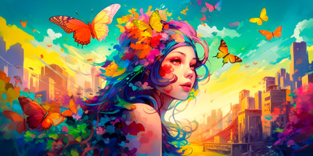 Brings joy and positivity to the modern anime genre. Characters with angel wings create a unique and ethereal aesthetic. Offers a vibrant and colorful art style that will appeal to viewers of all ages.の素材