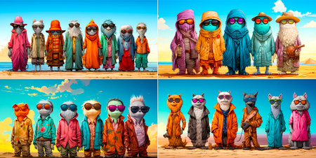 A quirky and fun twist on traditional monster characters. Creative and unique illustration concept. Ideal for children's books, clothing or themed events.の素材