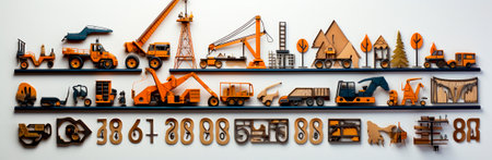 The icons are made in a minimalist-abstract style. A visual representation of the main elements of the construction industry. Clean and modern design aesthetic for easy recognition.の素材