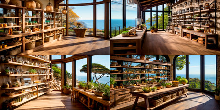 Organize your pantry with shelves full of spices and food items. Variety of ingredients for cooking and baking. Neatly located pantry with easy access to essentials.の素材